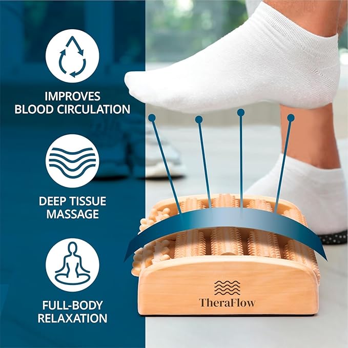 Wooden Roller Foot Massager (Pain & Stress Relief) Delivery Free