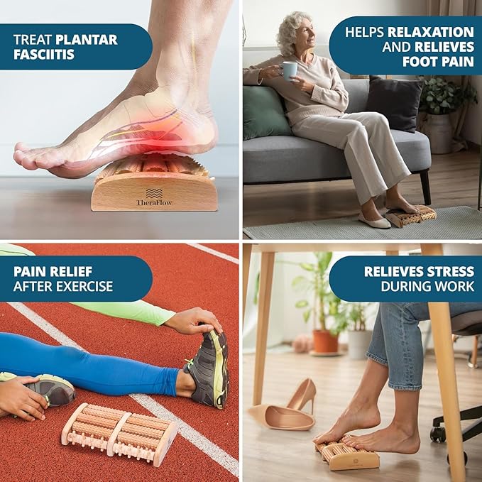 Wooden Roller Foot Massager (Pain & Stress Relief) Delivery Free