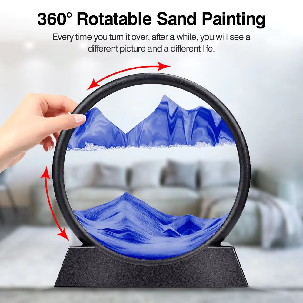 3D Sand moving Art liquid Illustration decoration piece